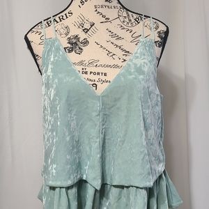 AERIE Women's SMALL Velvet Strappy Camisole☆Aqua~Mint Green☆AEO